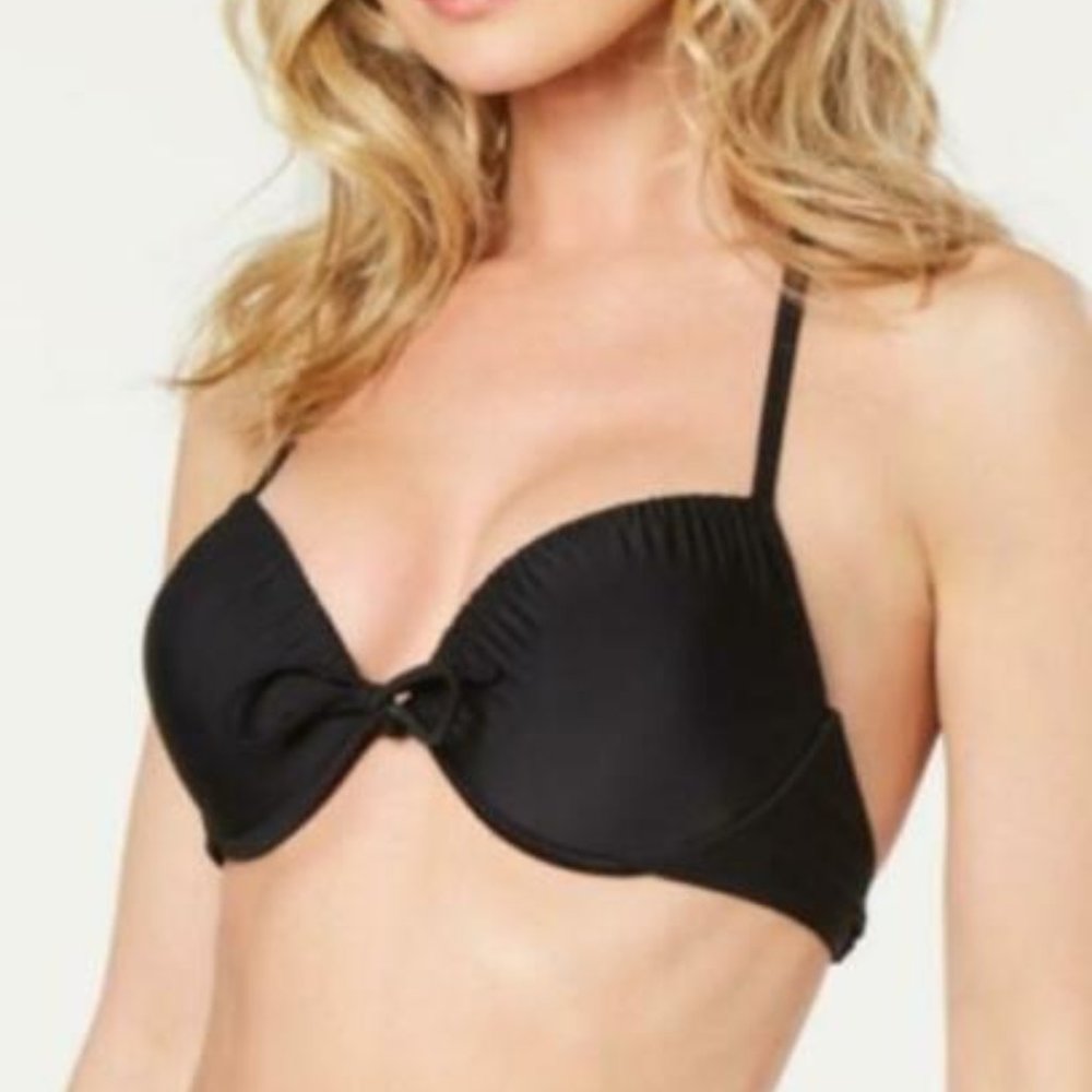 California Waves Shirred Push-Up Halter Bikini Top